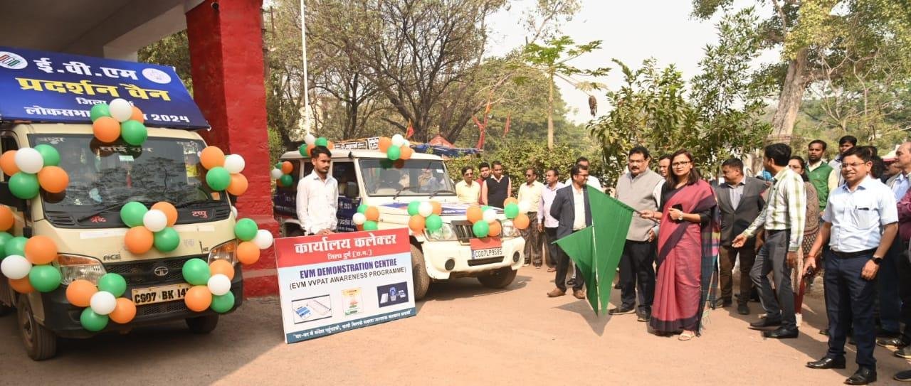 कलेक्टर ने कलेक्ट्रेट परिसर में ईवीएम प्रदर्शनी केंद्र का किया शुभारंभ...