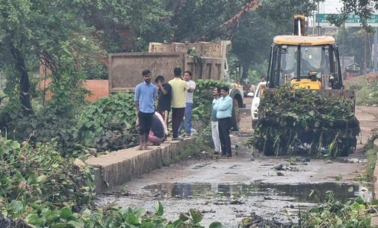 पुलगांव नाला से निगम ने जेसीबी से हटवाई जलकुंभी: आयुक्त लोकेश चन्द्राकर ने किया सफाई कार्य का निरीक्षण...