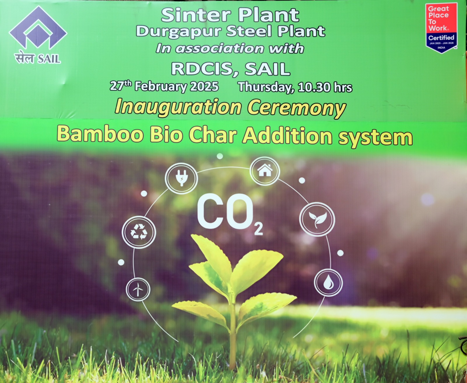 डीएसपी ने सिंटर उत्पादन में CO2 उत्सर्जन को कम करने के लिए बांस बायोचार के भारत में पहले बड़े पैमाने पर औद्योगिक परीक्षण शुरू किया....