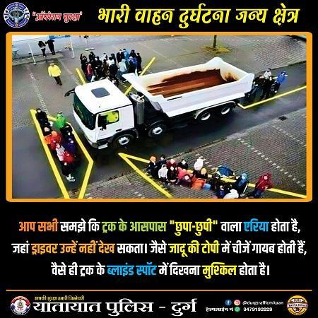 ‘ऑपरेंशन सुरक्षा’’ अभियान के तहत नेशनल हाईवे एवं दुर्ग भिलाई के आवासीय क्षेत्र में भारी वाहन के ब्लाइंड स्पॉट से संबंधित होर्डिग लगाये गये... 1 ‘ऑपरेंशन सुरक्षा’’ अभियान के तहत नेशनल हाईवे एवं दुर्ग भिलाई के आवासीय क्षेत्र में भारी वाहन के ब्लाइंड स्पॉट से संबंधित होर्डिग लगाये गये...