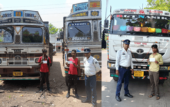 बोरिया गेट मार्ग पर नो पार्किंग में खड़े 10 भारी वाहनों पर कार्रवाई, ऑपरेशन 'सुरक्षा' जारी...