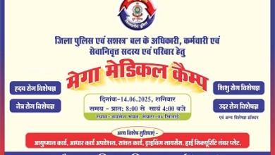 दुर्ग पुलिस द्वारा मेगा मेडिकल कैम्प का आयोजन, पुलिस परिवार के लिए बड़ी सुविधा...