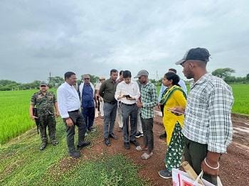 डिजिटल क्रॉप सर्वे की जानकारी लेने कलेक्टर पहुंचे खेतों में... 1 डिजिटल क्रॉप सर्वे की जानकारी लेने कलेक्टर पहुंचे खेतों में...