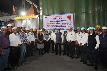 एसएमएस–3 ने रचा नया कीर्तिमान; बीएसपी में रिकॉर्ड मासिक क्रूड स्टील उत्पादन, बीआरएम एवं मर्चेंट मिल ने भी जनवरी में उत्कृष्ट प्रदर्शन किया
