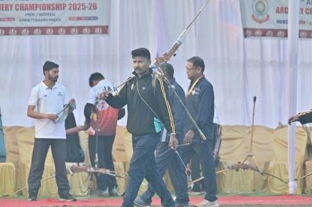 चौदहवीं अखिल भारतीय पुलिस तीरंदाजी प्रतियोगिता 2025-26 के द्वितीय दिवस इंडियन, रिकर्व एवं कंपाउंड स्पर्धाओं का सफल आयोजन