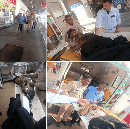 दुर्ग रेलवे स्टेशन पर ट्रेन से गिरकर घायल युवक को दुर्ग पुलिस द्वार त्वरित सहायता...