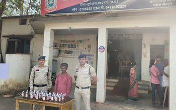 अवैध शराब बिक्री के विरुद्ध लगातार कार्यवाही जारी, बिक्री करने वाला आरोपी गिरफ्तार, 33 पौवा अंग्रेजी शराब जप्त...
