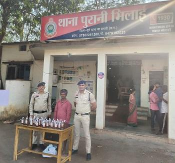 अवैध शराब बिक्री के विरुद्ध लगातार कार्यवाही जारी, बिक्री करने वाला आरोपी गिरफ्तार, 33 पौवा अंग्रेजी शराब जप्त...